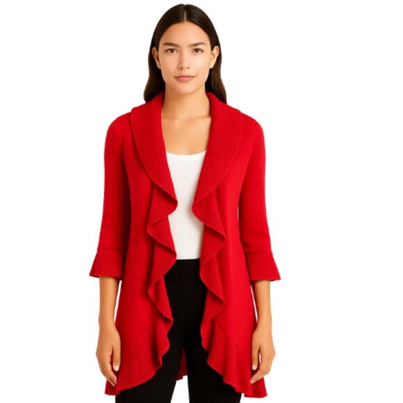 Grace Elements Waterfall Sweater Cardigan in Red – EUC Size Small - Picture 1 of 3